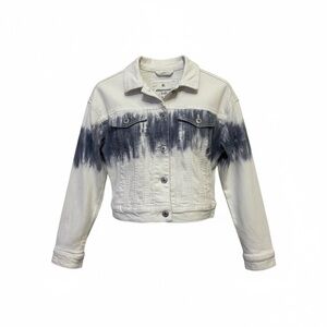 White and Navy Tie-dye Denim Jacket